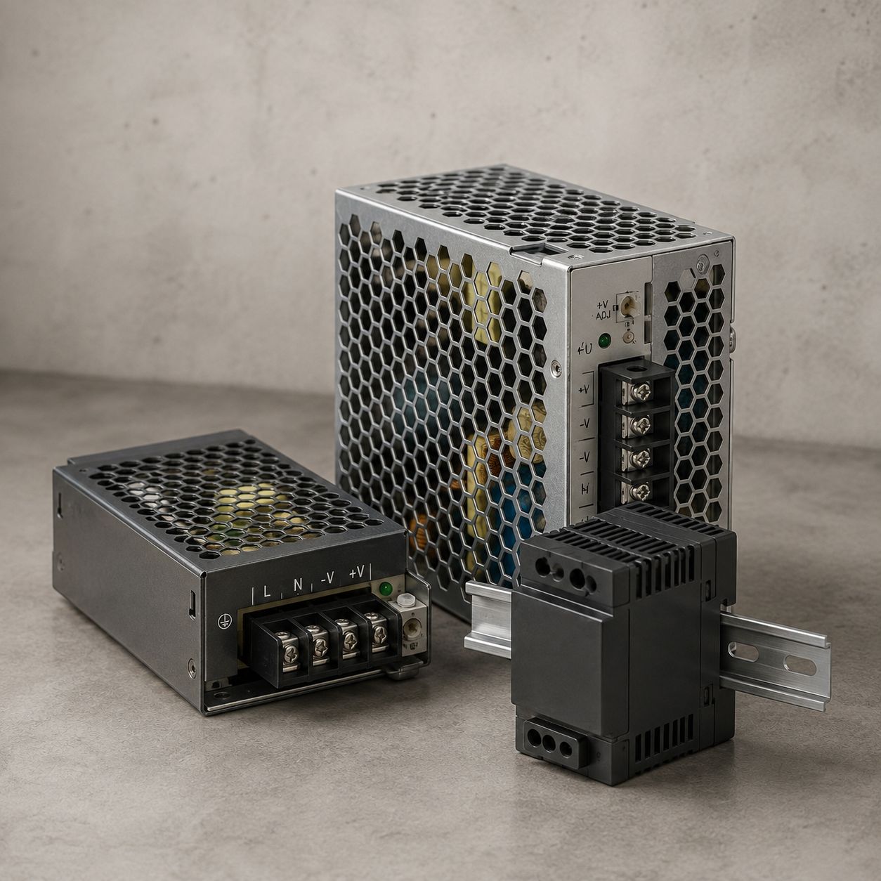 Fontes de alimentação chaveadas industriais em DIN rail
